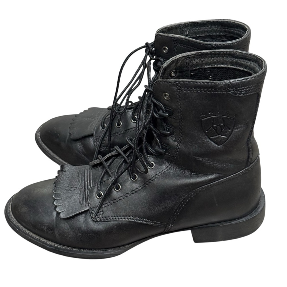 ARIAT Kiltie Lace Up‎ Black Leather Riding Boots Size 8